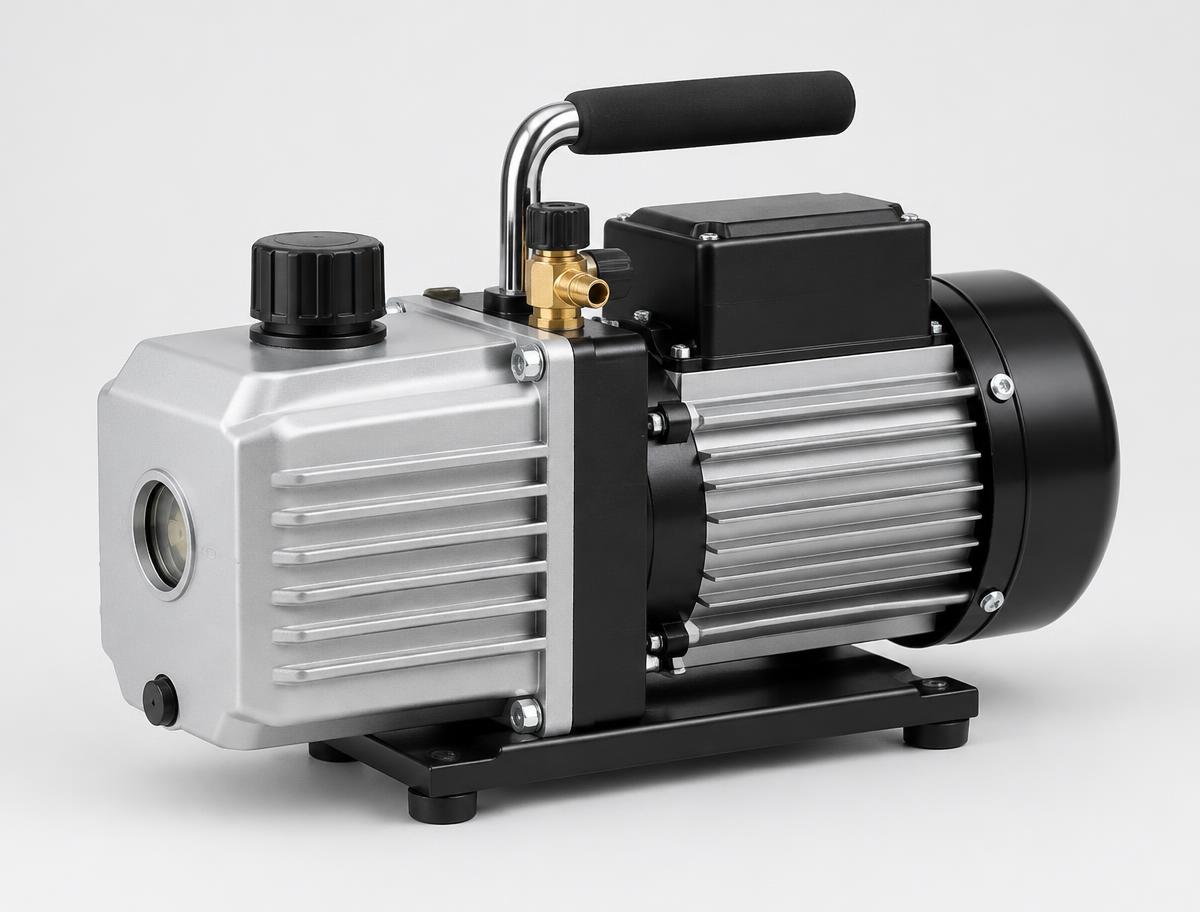 Two-stage vacuum pump for HVAC service